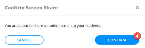 Het delen van het scherm van een student met de klas bevestigen