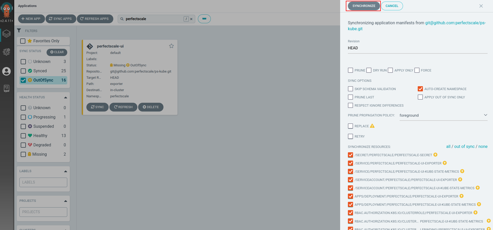 Application synchronization