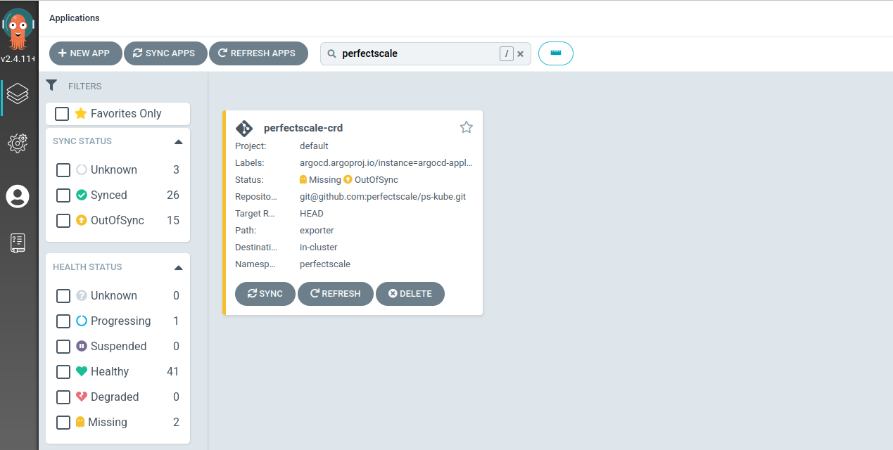 New application in ArgoCD
