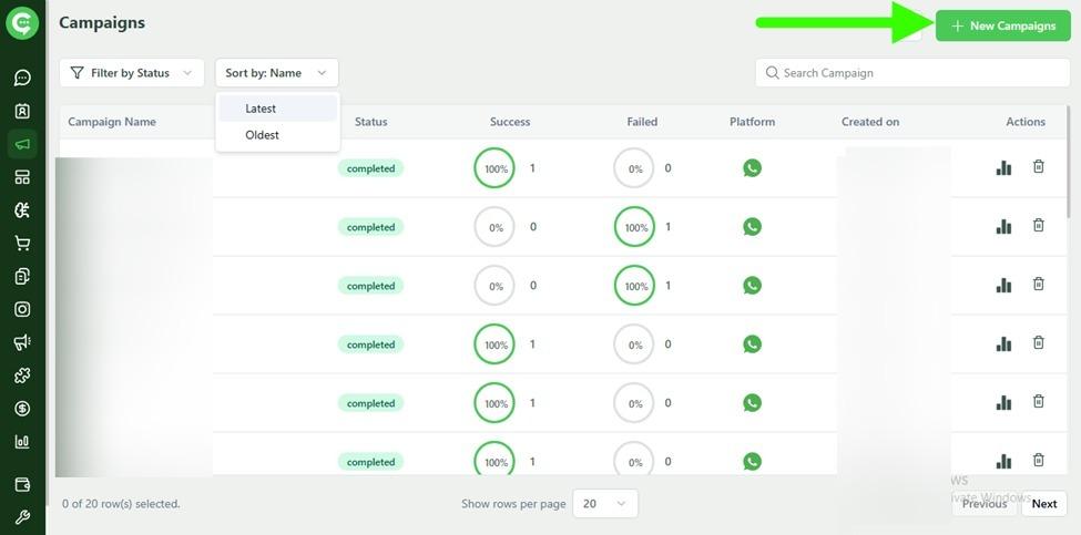 Create a new WhatsApp campaign in KWIC
