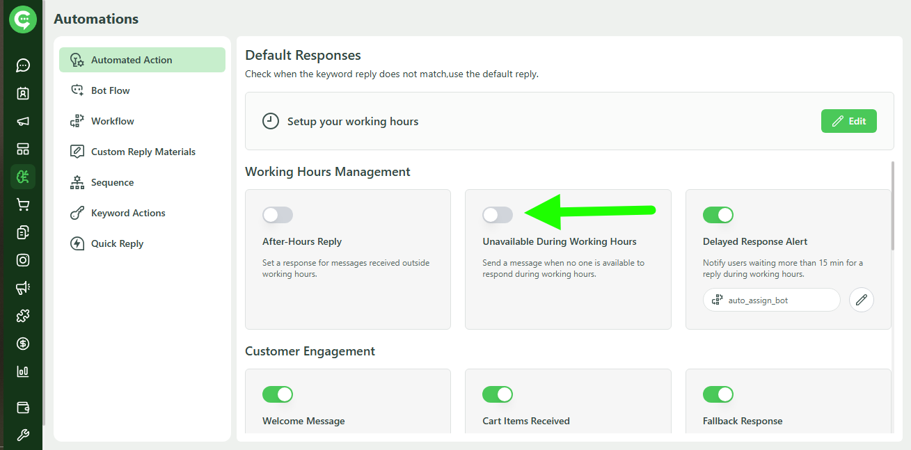 Unavailable During Working Hours option in KWIC