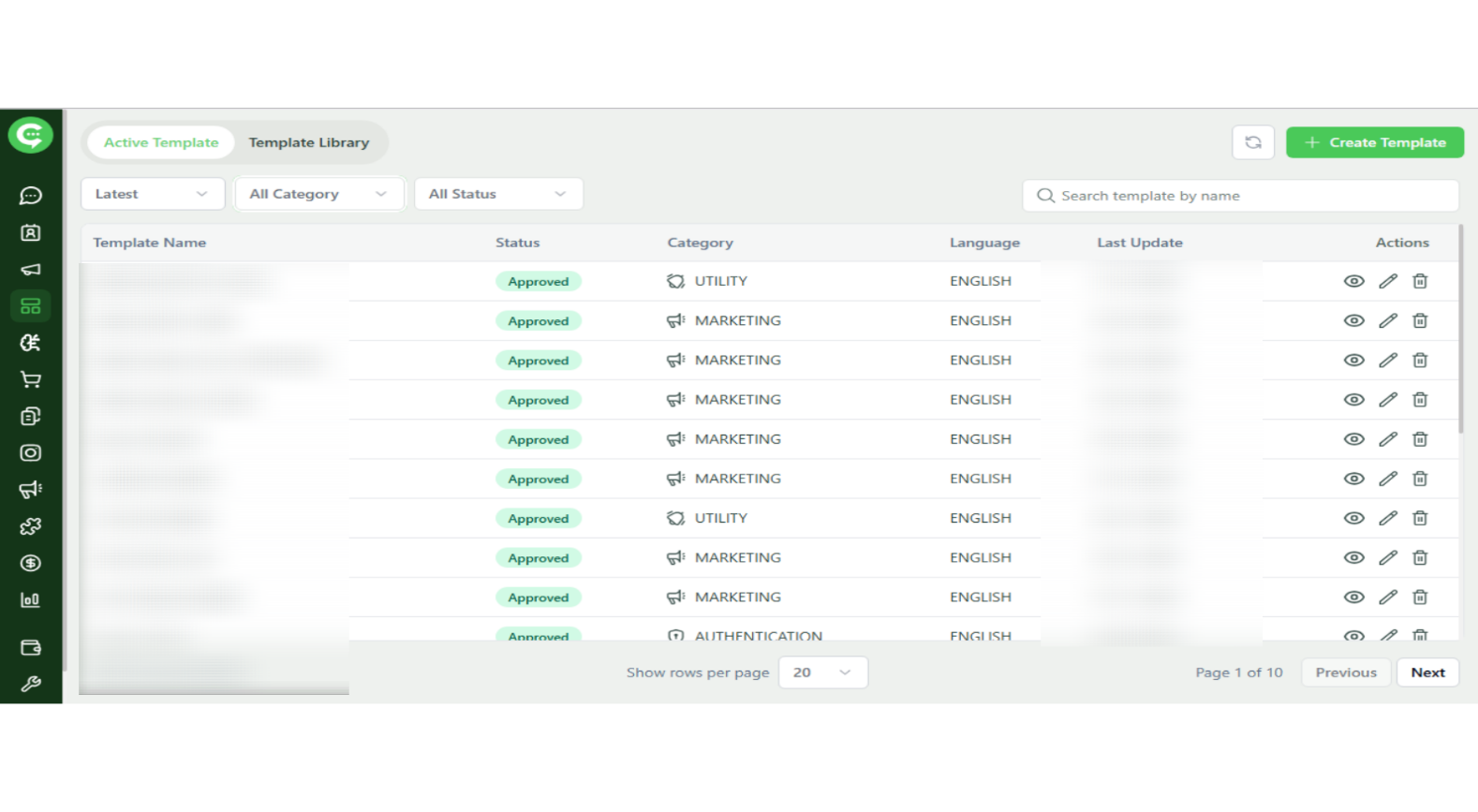 KWIC template module overview for WhatsApp message templates