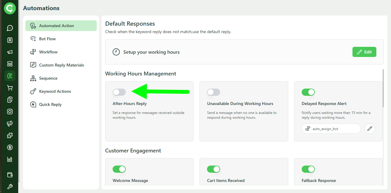 After-Hours Reply option in Working Hours Management