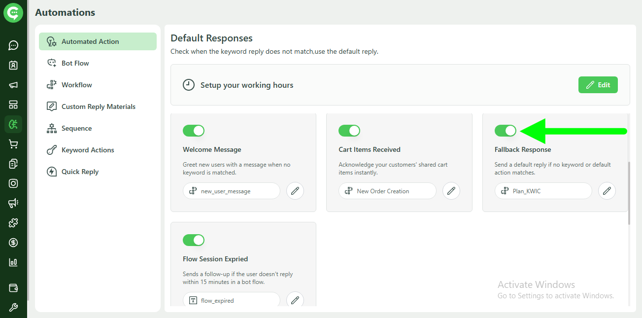 Fallback Response option in Customer Engagement