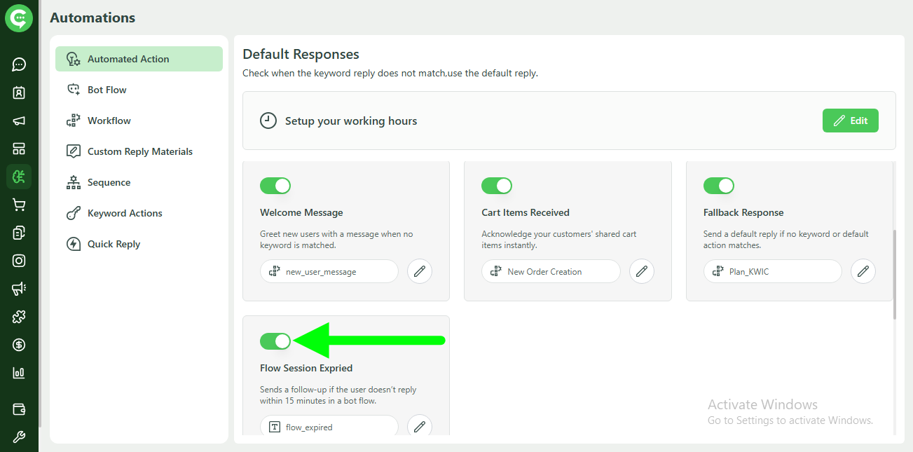 Flow Session Expired option in Customer Engagement