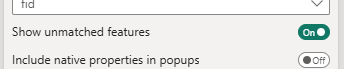 Screenshot showing the Show unmatched features setting toggled to On