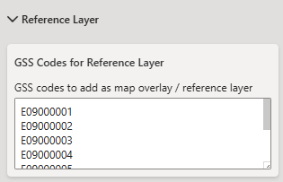 Reference layer pane showing GSS codes added to a dialog